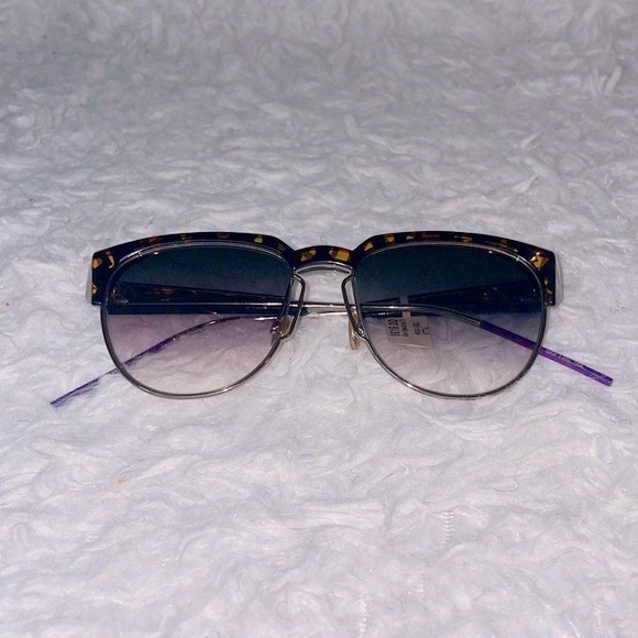 New Dior Faceted Spectral Tortoise Shell Sunglasses 01KSO Havana/Gold/Violet - Picture 6 of 13
